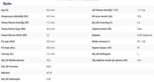 PİSTON SEGMAN 85.00 MM 0.60 FARKLI DW12 PEUGEOT BOXER 2