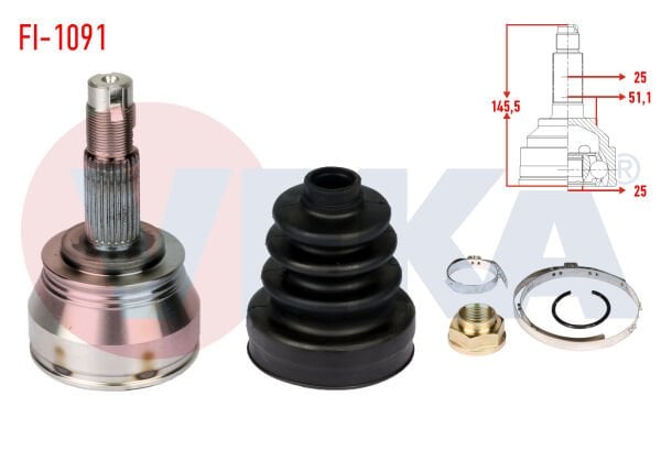 AKS KAFASI FİAT LINEA (323) 1.3 MJT 90 HP 25X25X51.1 UZUNLUK 145.5MM 2007-