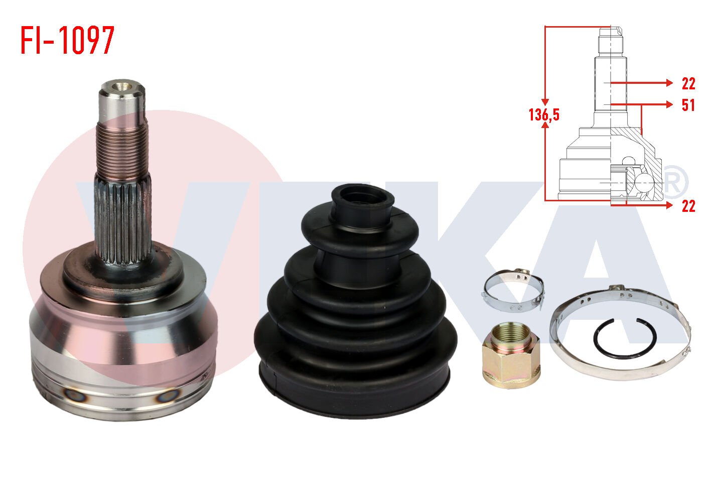 AKS KAFASI FİAT LINEA (323) 1.4 22X22X51 UZUNLUK 136,5 MM 2007-