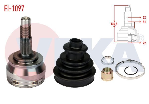 AKS KAFASI FİAT LINEA (323) 1.4 22X22X51 UZUNLUK 136,5 MM 2007-