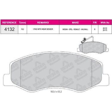 ARKA FREN BALATA ÇİFT ÇEKER RENAULT MASTER 3